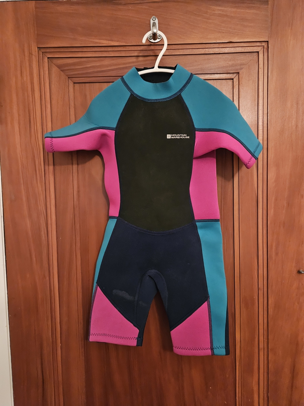 Kids Short Sleeve Rashguard Suit in Teal, Pink & Navy -